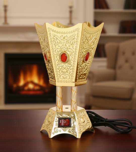 Premium Electric Bakhoor Burner – Luxury Oud & Incense Holder with Gemstone Inlays – High-Performance Electric Incense Diffuser for Home & Office
